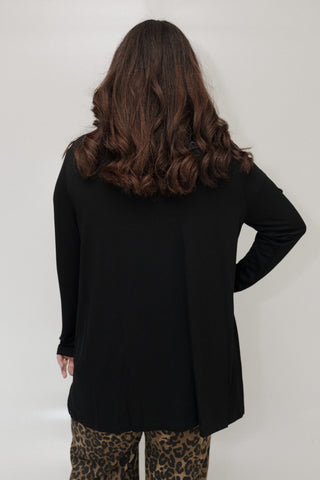 ESSENTIAL LIGHTWEIGHT LONG - SLEEVED CARDIGAN IN BLACK - Love Marlow