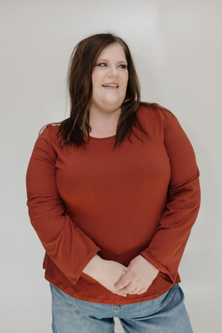 ESSENTIAL LONG SLEEVE SUPER SOFT TEE IN CARNELIAN RED - Love Marlowshirt