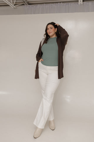 ESSENTIAL SHORT SLEEVE RIBBED CREW NECK TEE IN AEGEAN TEAL - Love Marlow