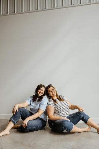 ESSENTIAL SHORT SLEEVE RIBBED CREW NECK TEE IN RETRO STRIPES - Love Marlow