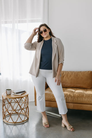 ESSENTIAL SHORT SLEEVE RIBBED CREW NECK TEE IN STARRY - Love Marlow