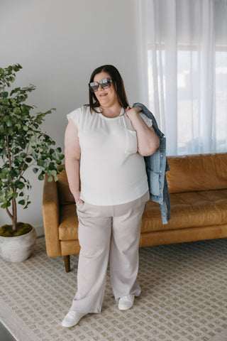 ESSENTIAL SLUB TEE WITH POCKET IN SUNKISSED ECRU - Love Marlow