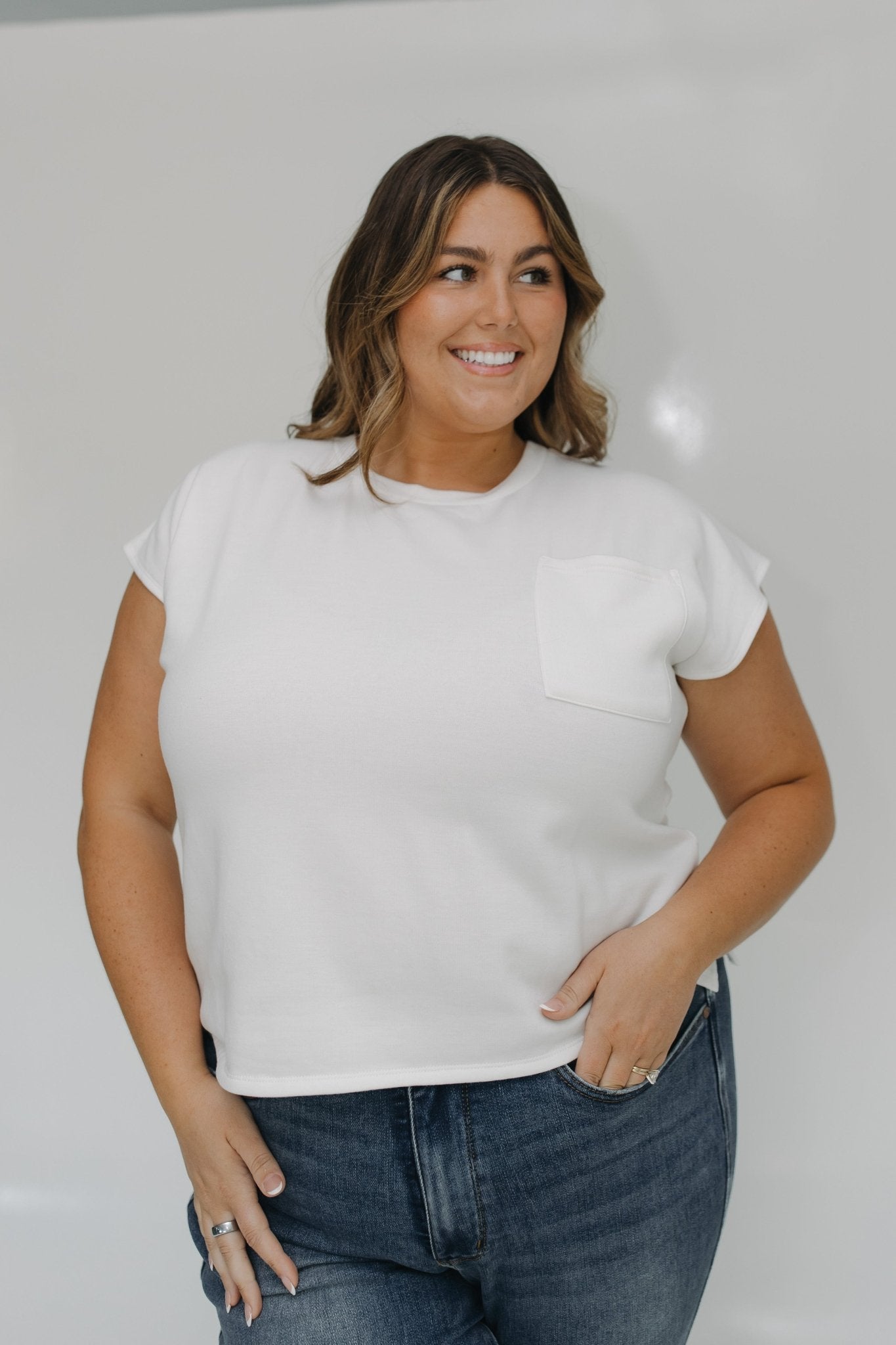 ESSENTIAL SLUB TEE WITH POCKET IN SUNKISSED ECRU - Love Marlow