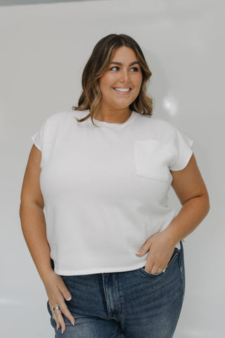 ESSENTIAL SLUB TEE WITH POCKET IN SUNKISSED ECRU - Love Marlow