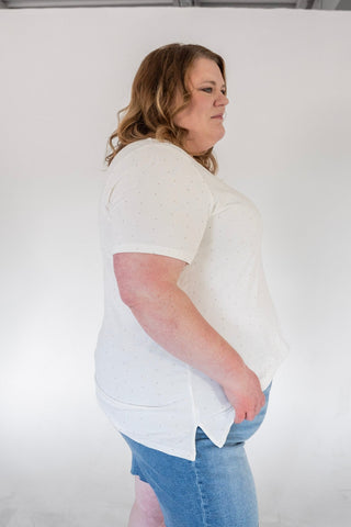 Essential Sparkle V-Neck Tee – Ivory - Love Marlow