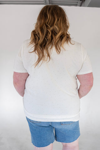 Essential Sparkle V-Neck Tee – Ivory - Love Marlow