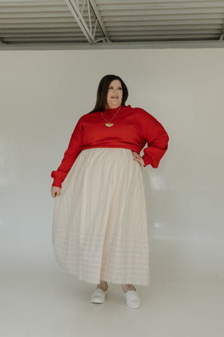 ESSENTIAL SWEATER WITH RIBBED HEM IN GLAM RED - Love Marlow