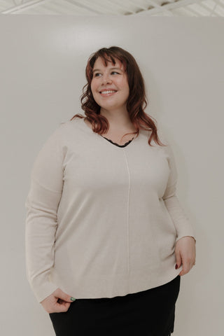 ESSENTIAL V - NECK FRONT SEAM SWEATER – COLD FOAM - Love Marlow