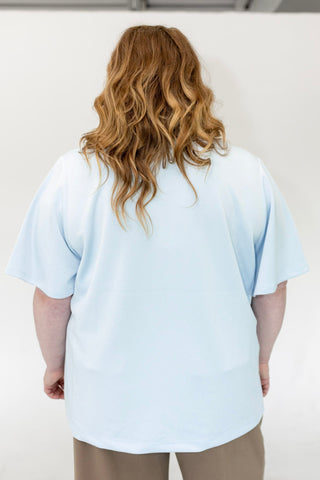 Ethereal Flutter Sleeve Blouse – Pale Blue | Luxe Light As Air Collection - Love Marlow
