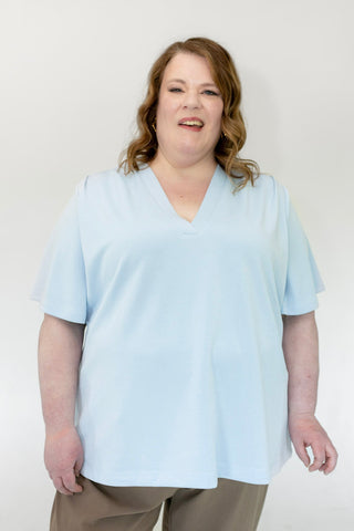 Ethereal Flutter Sleeve Blouse – Pale Blue | Luxe Light As Air Collection - Love Marlow