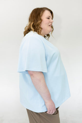 Ethereal Flutter Sleeve Blouse – Pale Blue | Luxe Light As Air Collection - Love Marlow