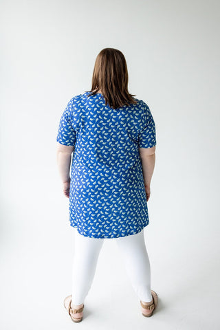 EXTRA LONG TUNIC WITH V - NECK IN BRIGHT BLUE - Love Marlow