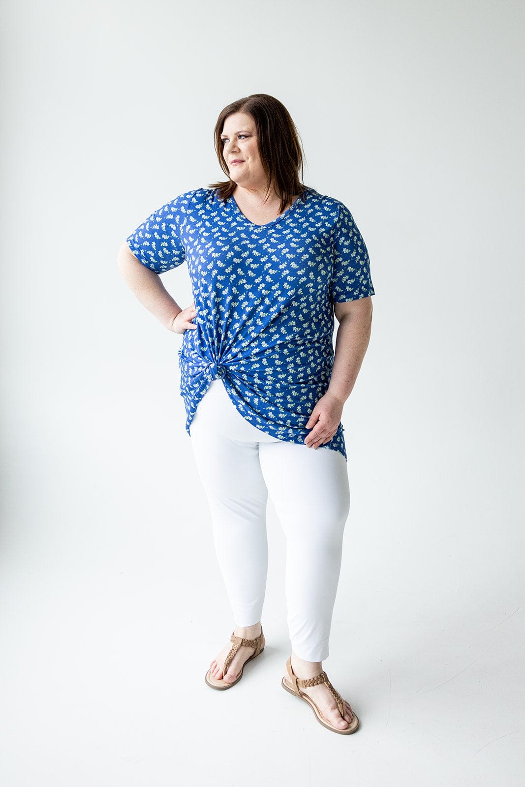 EXTRA LONG TUNIC WITH V - NECK IN BRIGHT BLUE - Love Marlow