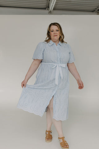 EYELET LACE RETRO DRESS IN PATINA CHINA - Love Marlow