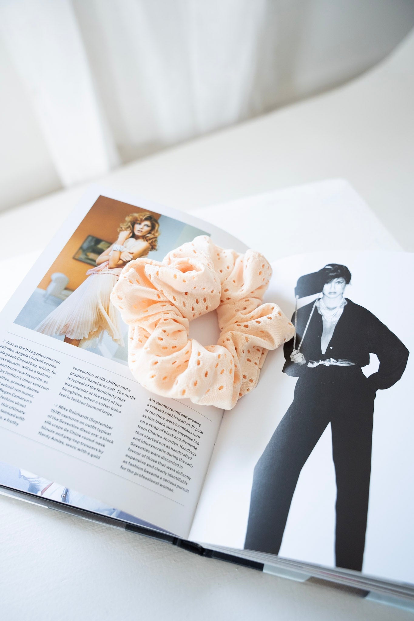 EYELET LACE SCRUNCHIE IN BUTTER YELLOW - Love Marlow