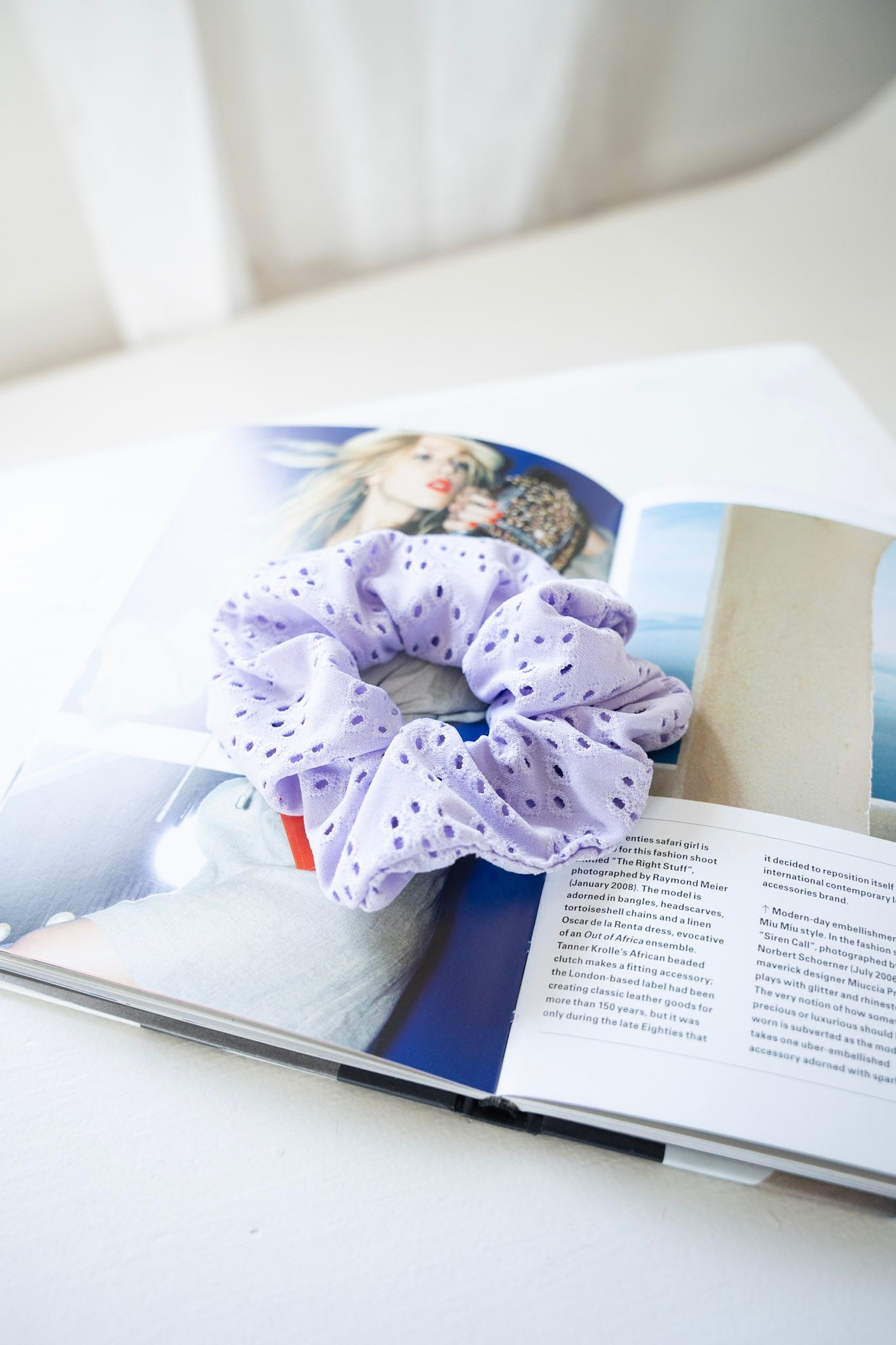 EYELET LACE SCRUNCHIE IN LILAC - Love Marlow