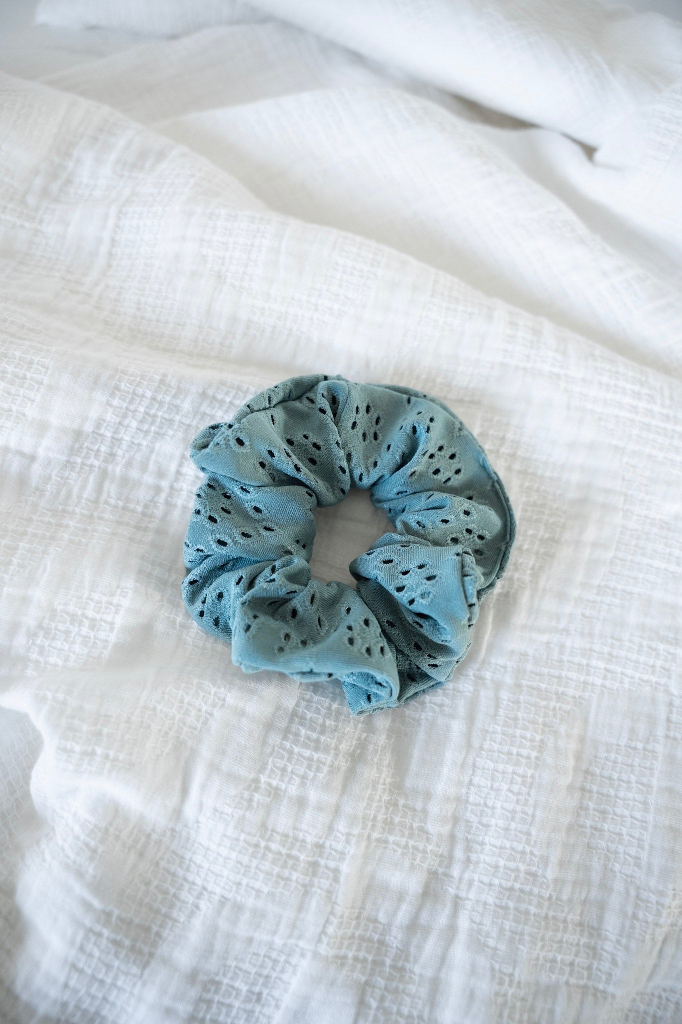 EYELET LACE SCRUNCHIE IN SAGE GREEN - Love Marlow