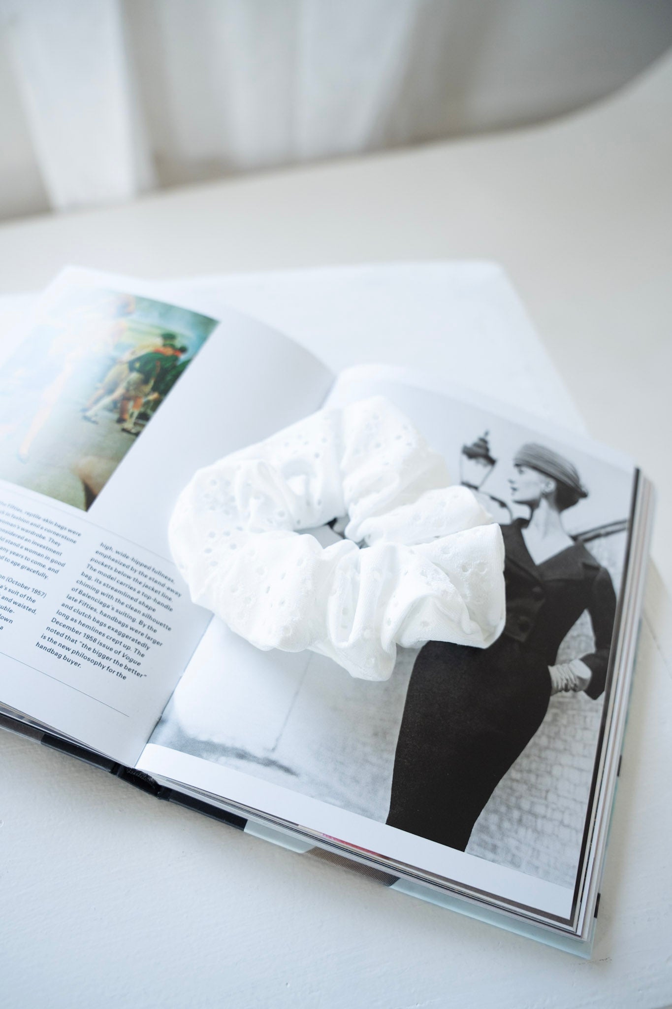 EYELET LACE SCRUNCHIE IN WHITE - Love Marlow