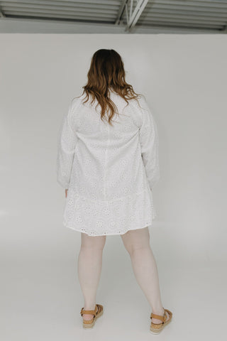 EYELET LACE SHEATH DRESS WITH KICK HEM - Love Marlow