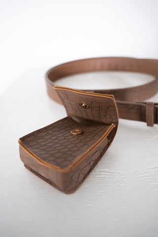 FAUX CROC BELT WITH BAG - Love Marlow