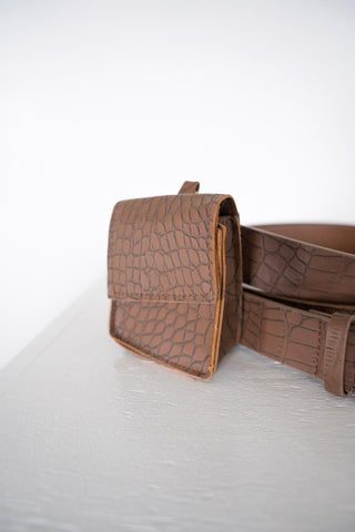 FAUX CROC BELT WITH BAG - Love Marlow