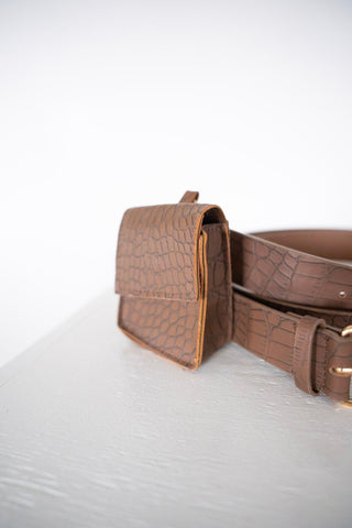 FAUX CROC BELT WITH BAG - Love Marlow