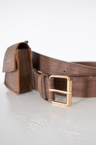 FAUX CROC BELT WITH BAG - Love Marlow