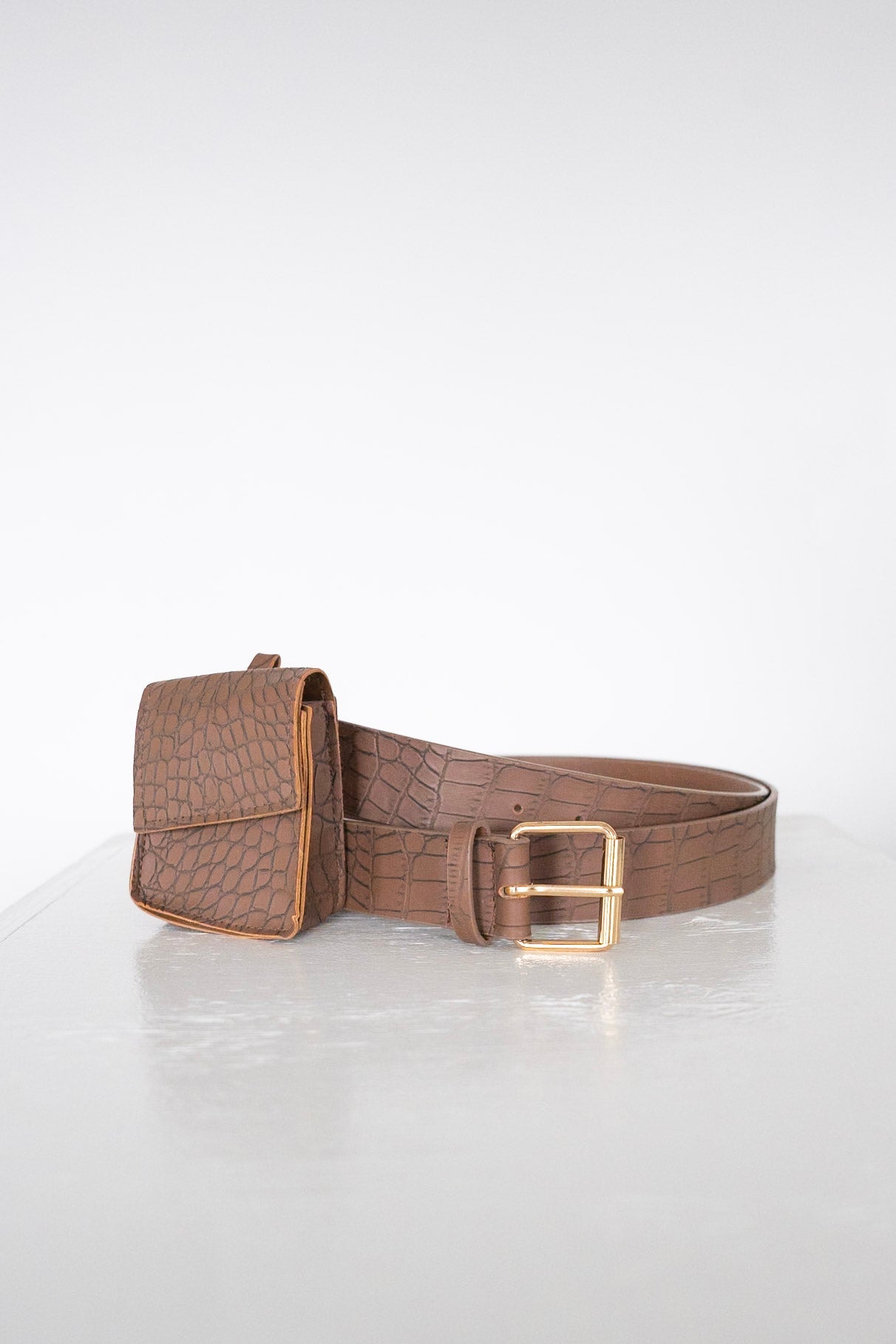 FAUX CROC BELT WITH BAG - Love Marlow