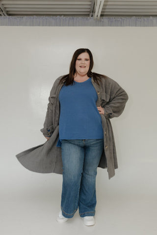 FAUX FUR DUSTER SHACKET IN STEEL GREY - 20 - Love Marlow