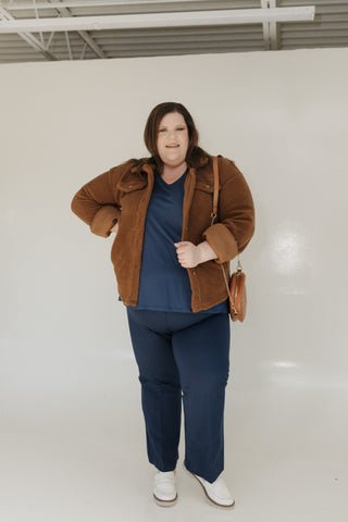 FAUX FUR SHACKET IN CHESTNUT - Love Marlow
