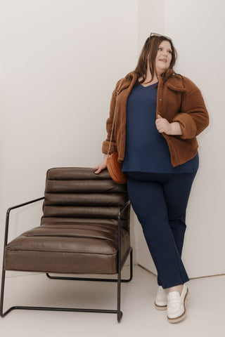 FAUX FUR SHACKET IN CHESTNUT - Love Marlow