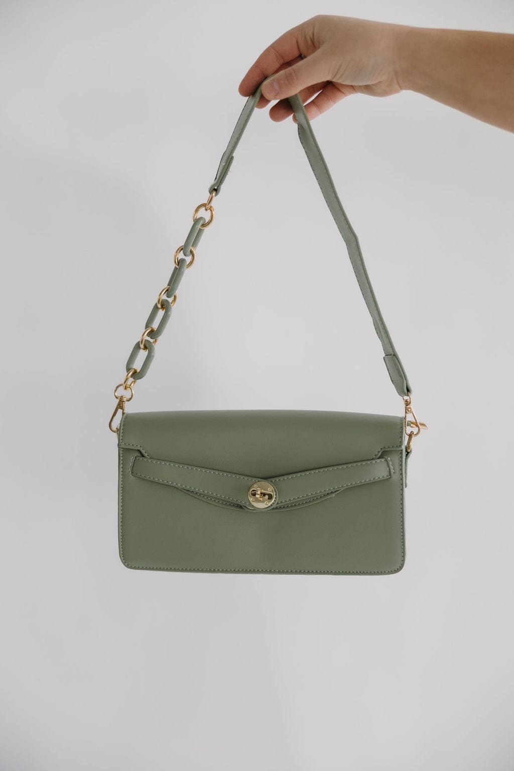 FAUX LEATHER CHAIN BAGUETTE BAG IN SHADES OF SPRING - Love Marlow