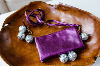 FAUX LEATHER CLUTCH IN SAPPHIRE PURPLE - Love Marlow