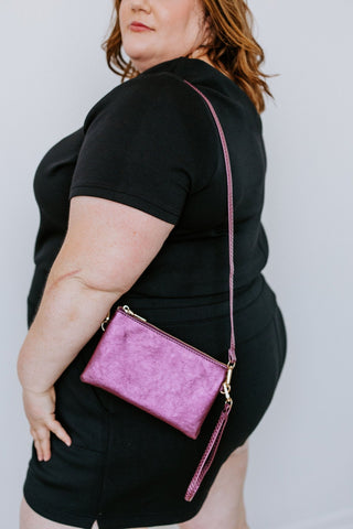 FAUX LEATHER CLUTCH IN SAPPHIRE PURPLE - Love Marlow