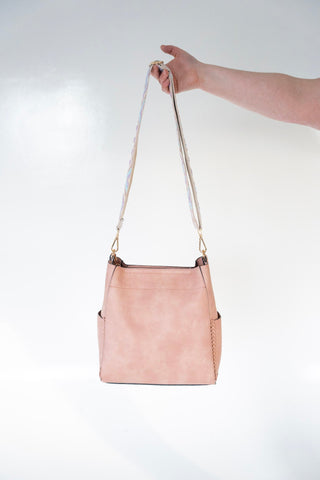 FAUX LEATHER SATCHEL WITH BRAIDED DETAIL IN PINK - Love Marlow