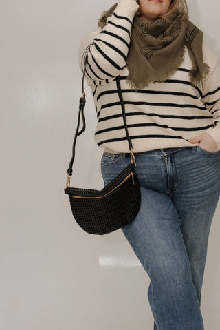Faux Leather Woven Bum Bag – Black - Love Marlow