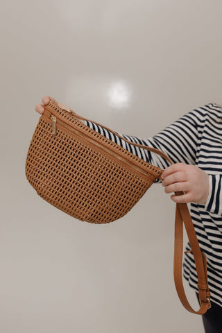 Faux Leather Woven Bum Bag – Brown - Love Marlow