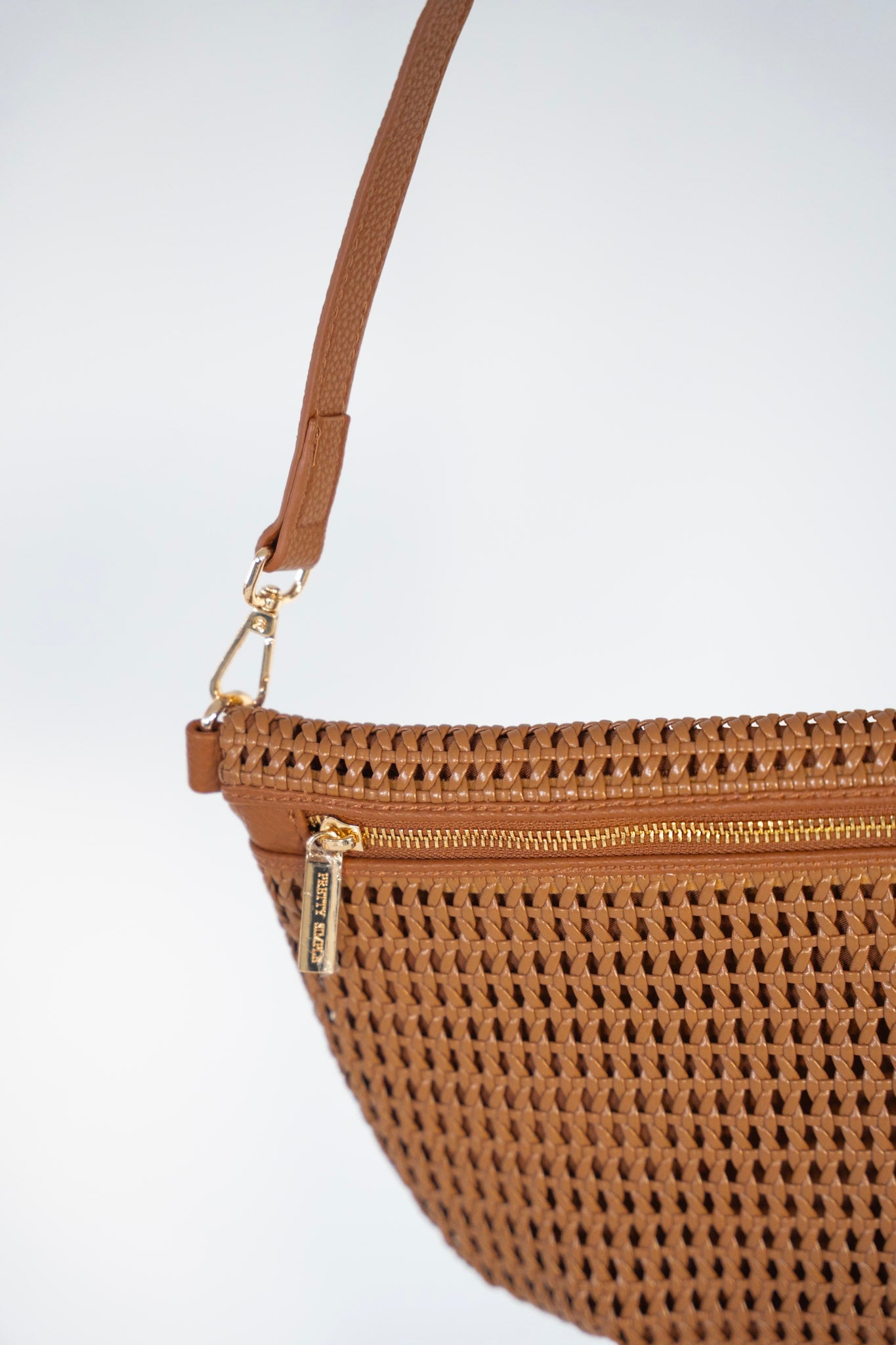 Faux Leather Woven Bum Bag – Brown - Love Marlow