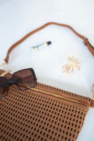 Faux Leather Woven Bum Bag – Brown - Love Marlow