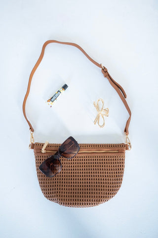 Faux Leather Woven Bum Bag – Brown - Love Marlow