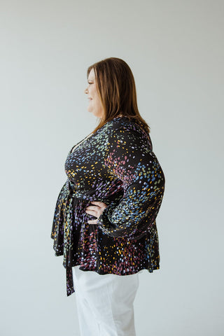 FAUX WRAP BLOUSE IN CONFETTI - Love Marlow