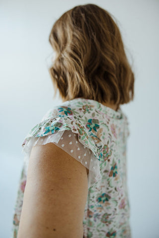 FEMININE CAP SLEEVE BLOUSE IN AQUA - Love Marlow