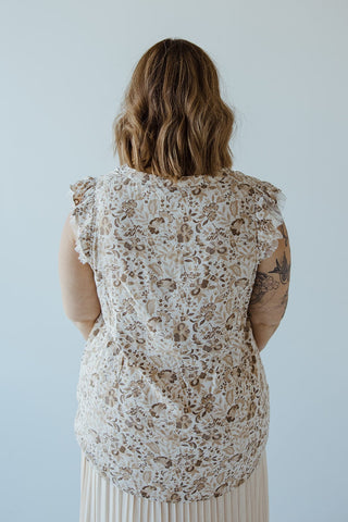 FEMININE CAP SLEEVE BLOUSE IN SAND - Love Marlow