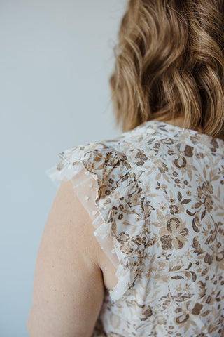 FEMININE CAP SLEEVE BLOUSE IN SAND - Love Marlow