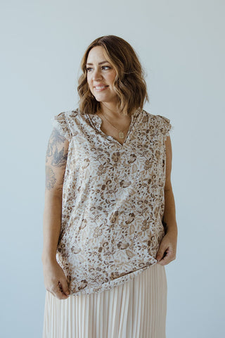 FEMININE CAP SLEEVE BLOUSE IN SAND - Love Marlow
