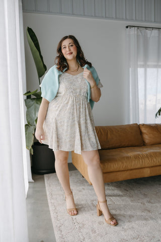 FEMININE FLORAL PUFF SLEEVE DRESS IN VINTAGE SPRING - Love Marlow