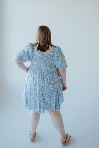 FEMININE FLORAL PUFF SLEEVE KNEE LENGTH DRESS - Love Marlow