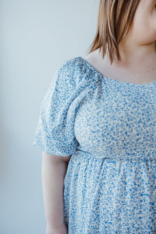 FEMININE FLORAL PUFF SLEEVE KNEE LENGTH DRESS - Love Marlow