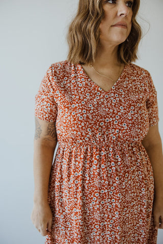 FEMININE FLUTTER SLEEVE MIDI LENGTH IN DAHLIA - Love Marlow
