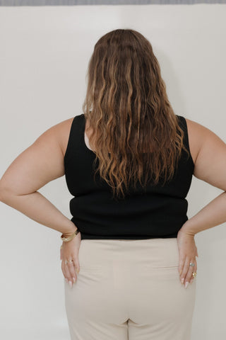 FEMININE RIBBED SWEATER TANK WITH BOW - Love Marlow